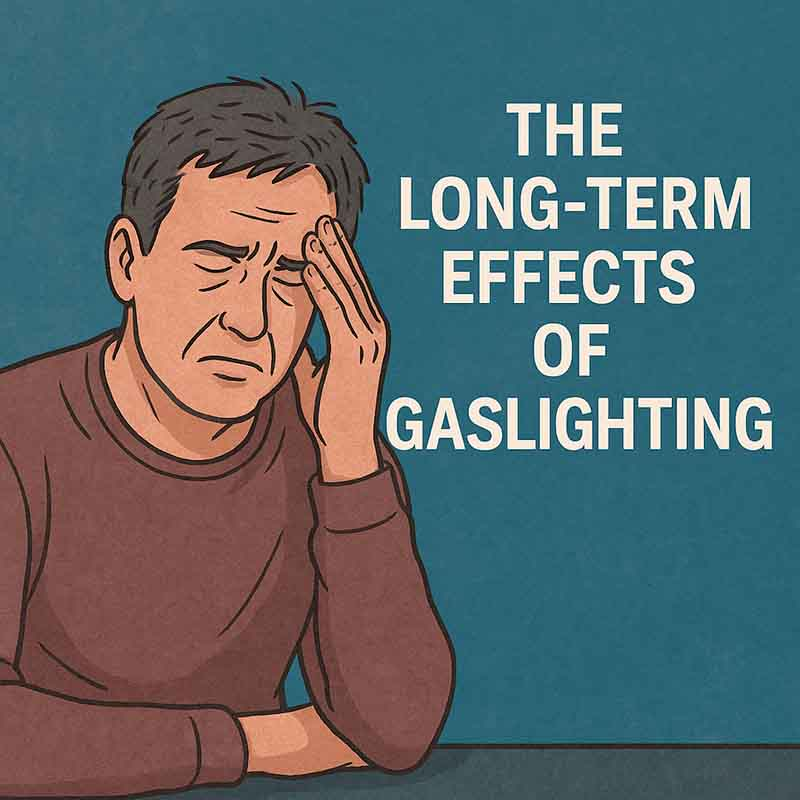 Illustration of a person half in shadow and half in light, symbolizing confusion and recovery from long-term gaslighting.