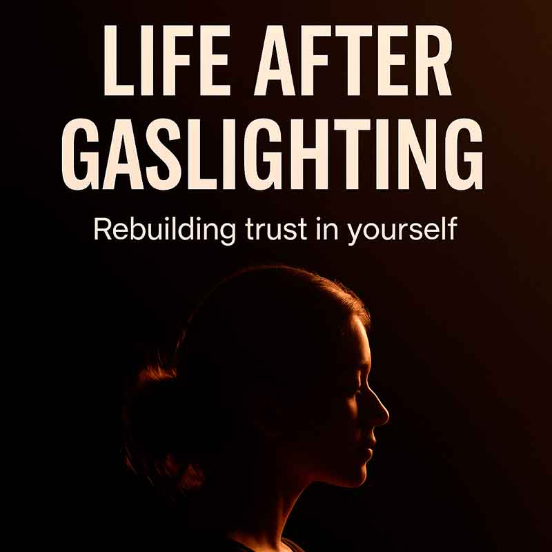Text image showing the title “Life After Gaslighting: Rebuilding trust in yourself,” symbolizing healing and self-trust after emotional manipulation.