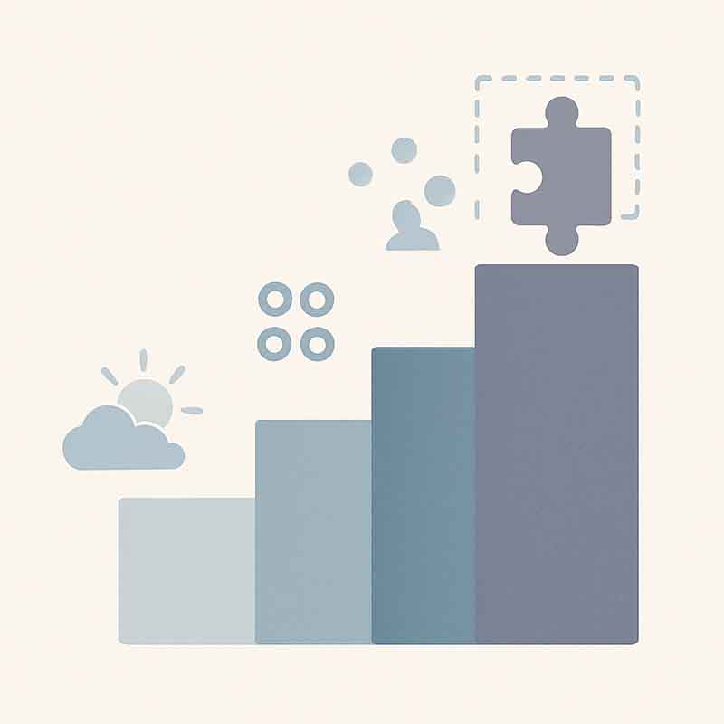 Diagnostic framework showing four ascending levels of gaslighting from isolated incidents to coordinated campaigns with abstract geometric visualization